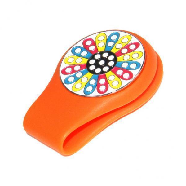 2xMagnetic Golf Hat Clip Golf Ball Marker with Detachable Pattern Plate Orange