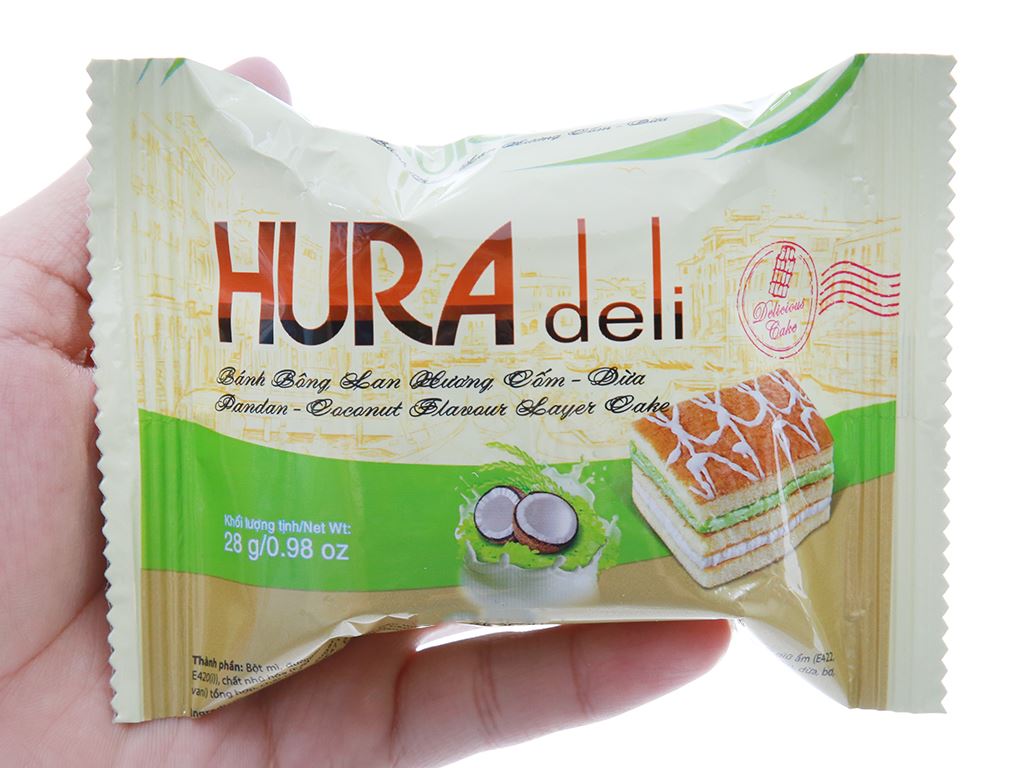 Bánh bông lan Hura Deli Cốm - Dừa Bibica Túi 168g