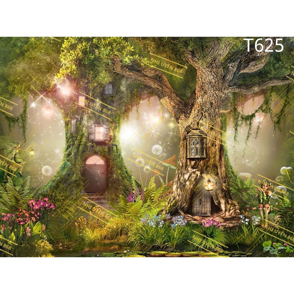 Tranh vải decor / Thảm vải treo tường / Thảm vải chụp ảnh rừng cổ tích / Chụp ảnh thiên nhiên