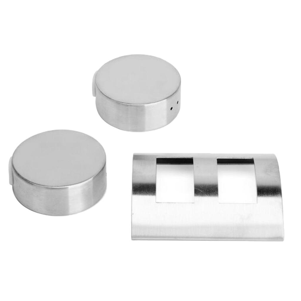 2pcs Stainless Steel Cruet Spice Container Castor Salt Pepper Shaker with Stand Kitchen Cooking Tools