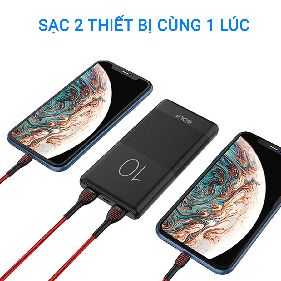 Pin sạc dự phòng 10000mAh Golf CANDY G80 - Hàng chính hãng