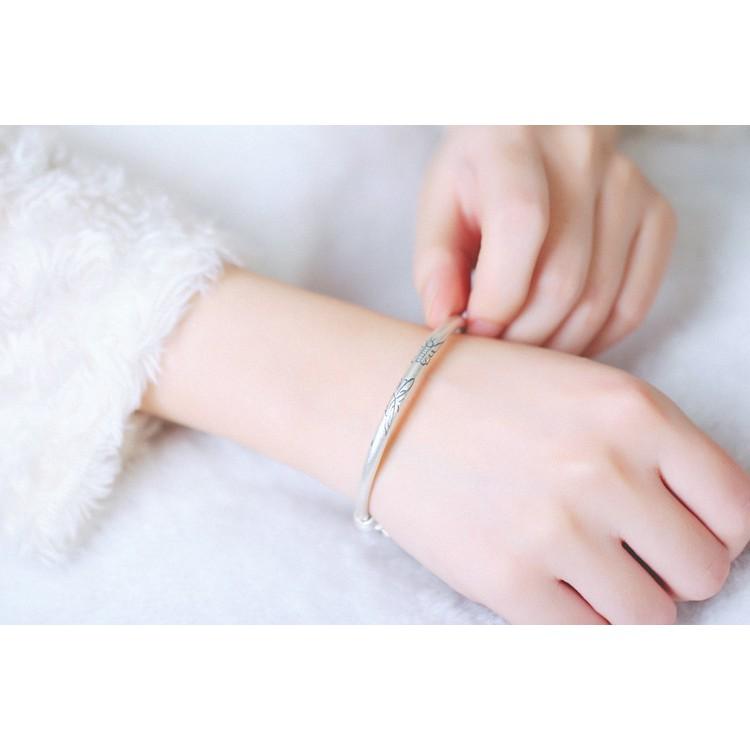 Lắc tay nữ bạc nguyên chất dạng kiềng sen Việt Nam