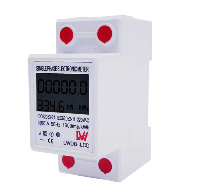 Công Tơ Điện Tử 1P 60A LW Đo Điện Tiêu Thụ Kwh Độ Chính Xác Cao Màn hình LCD