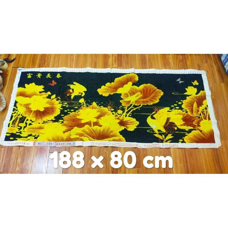 Tranh thêu thành phẩm đầm sen hạc thêu kín 180x80cm