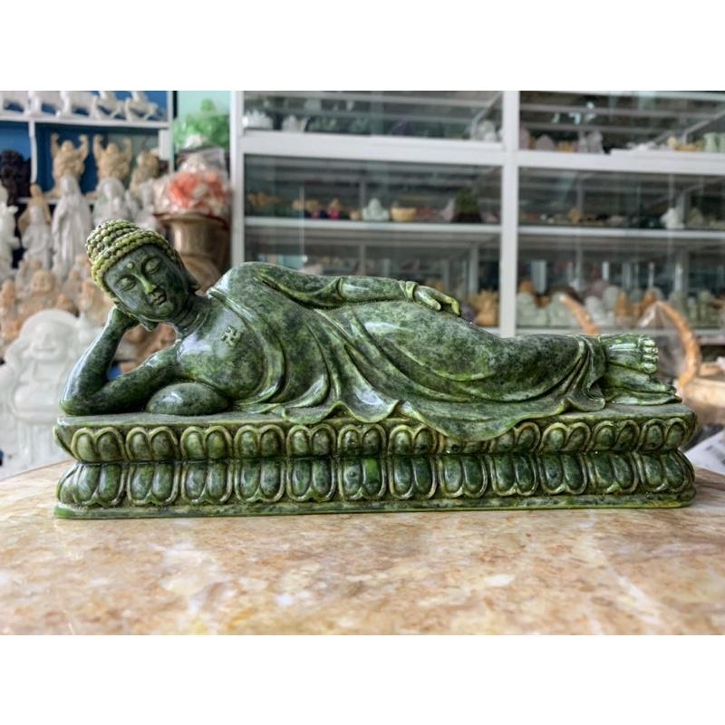 Tượng Phật Thích Ca Nhập Niết Bàn Đá Đúc - ngang 23.5cm, cao 10.5cm