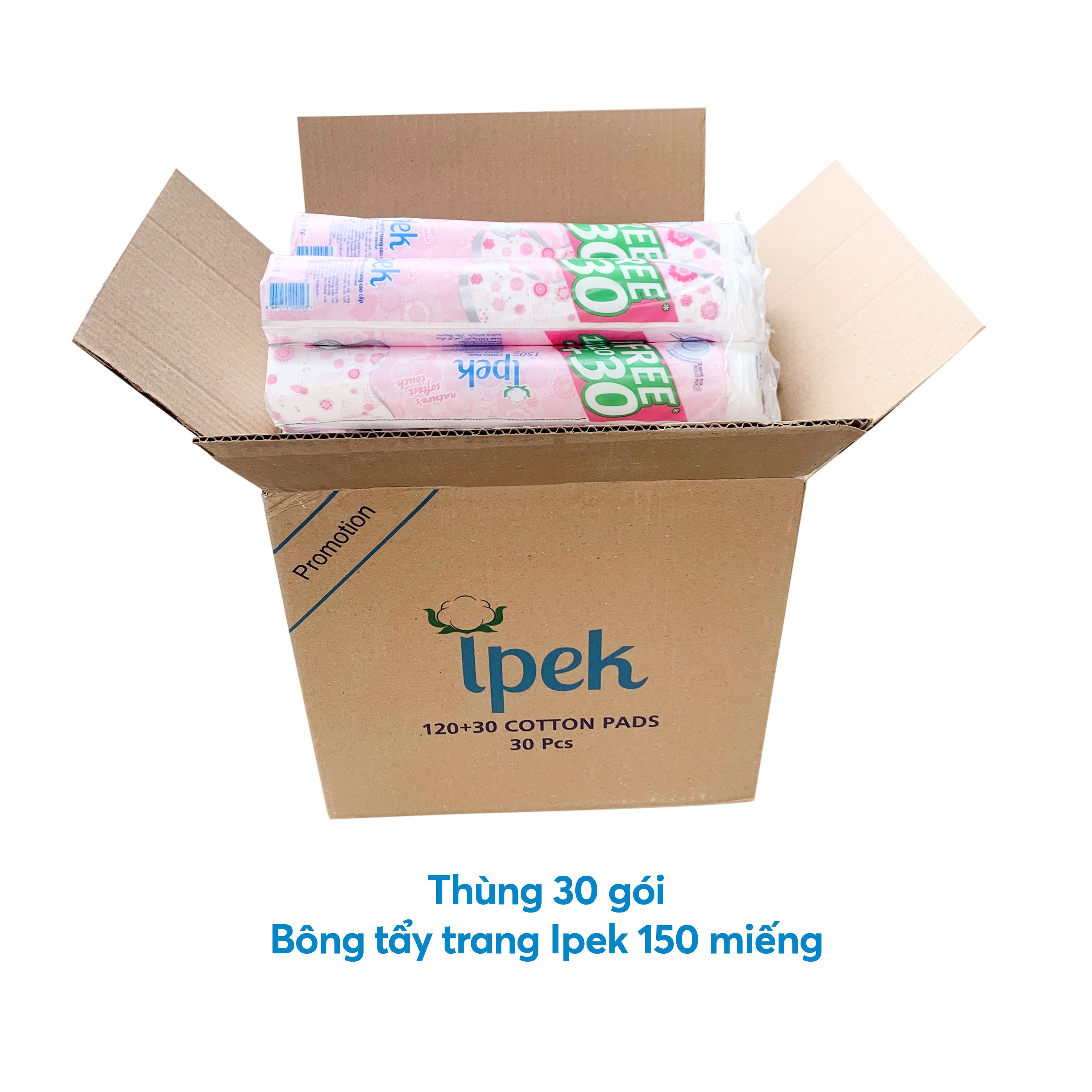 Combo 15 Bông tẩy trang Ipek 150 miếng không xơ bông