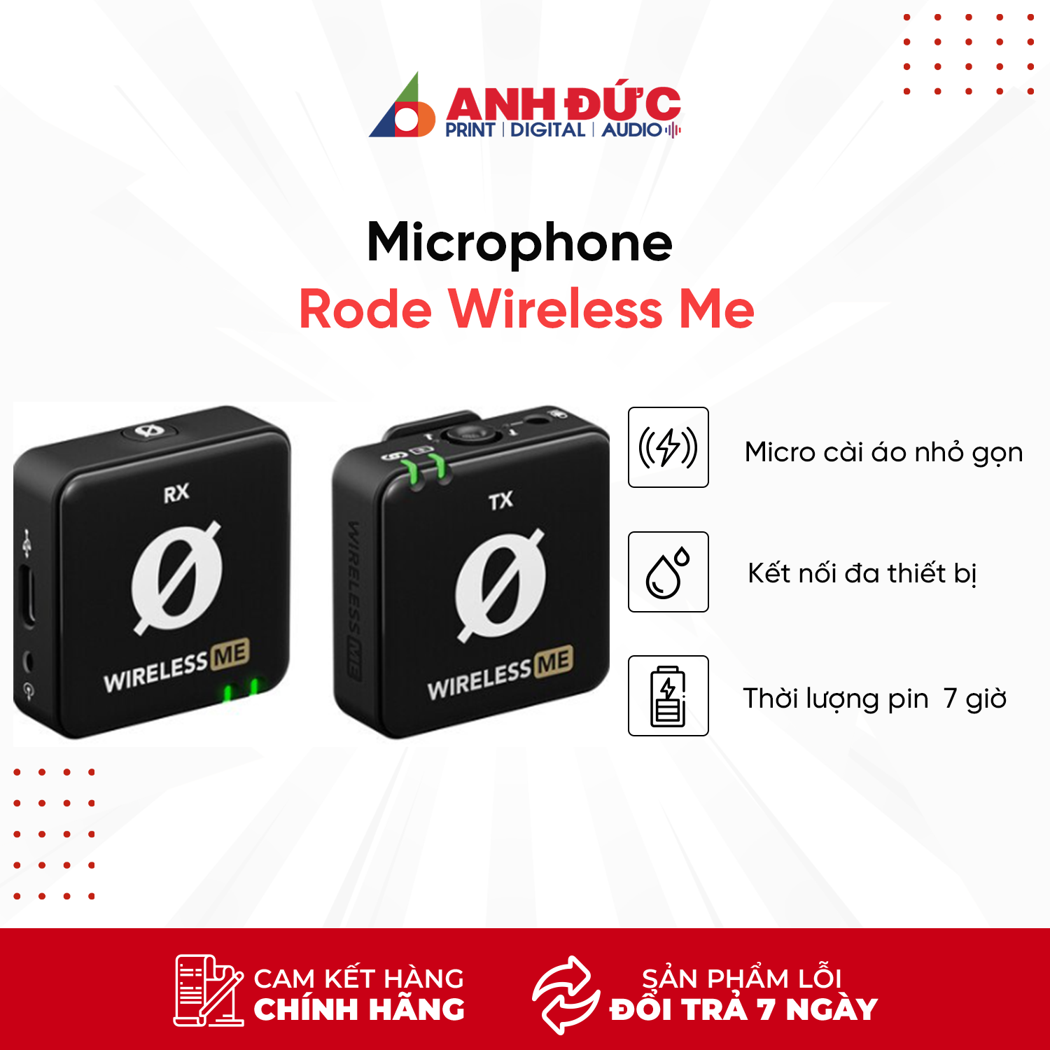 Micro Không Dây Cài Áo Rode Wireless Me - Microphone Quay Vlog, Tiktok - Hàng Chính Hãng