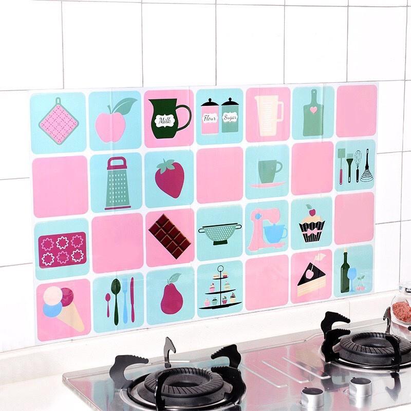 ( loại 1)Giấy dán tường cách nhiệt, chống dầu mỡ cho nhà bếp, Chịu Nhiệt - Decal Dán Bếp Họa Tiết 3D (45x75cm)