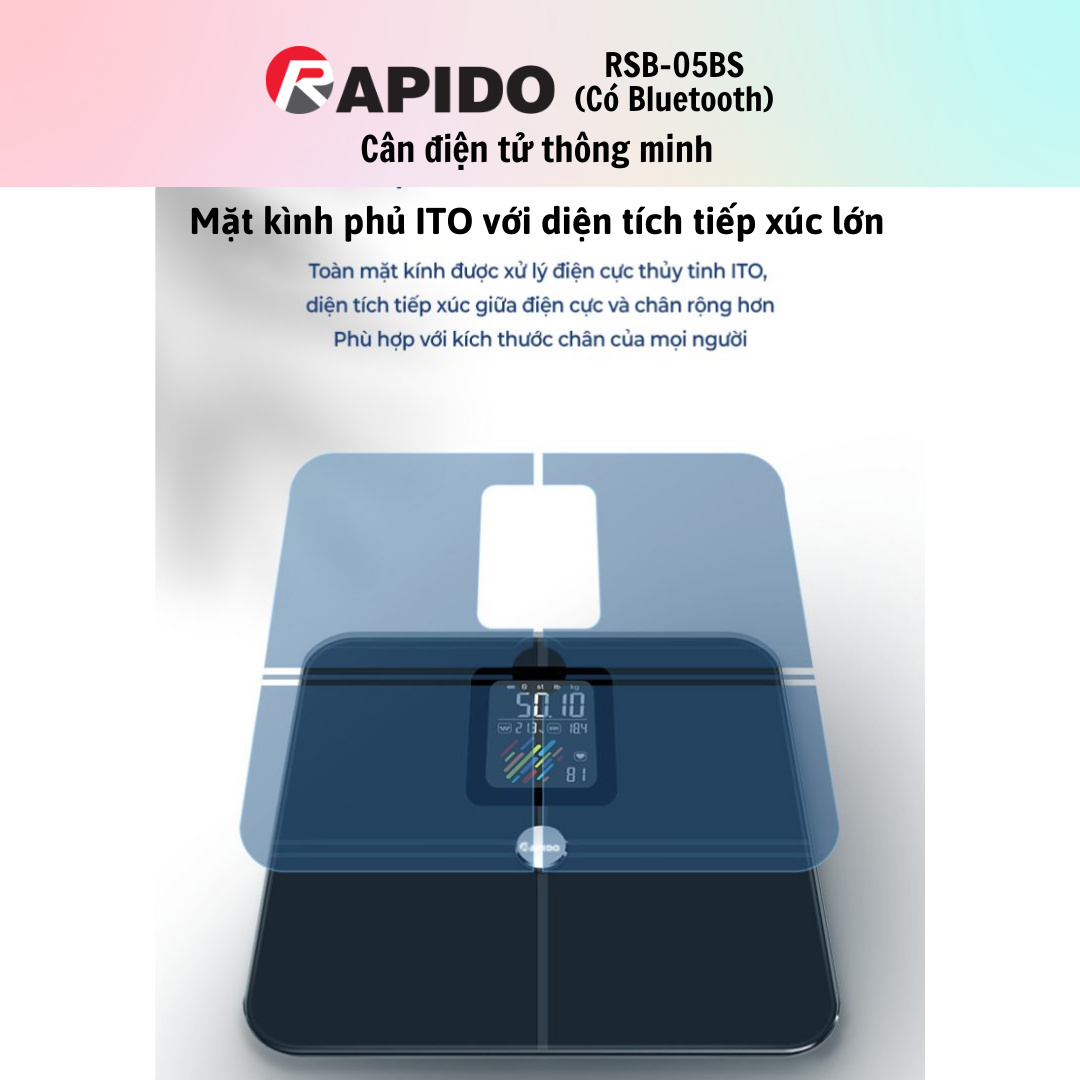 Cân sức khỏe Rapido RSB05 – BS - Hàng chính hãng - Bảo Hành 12 Tháng