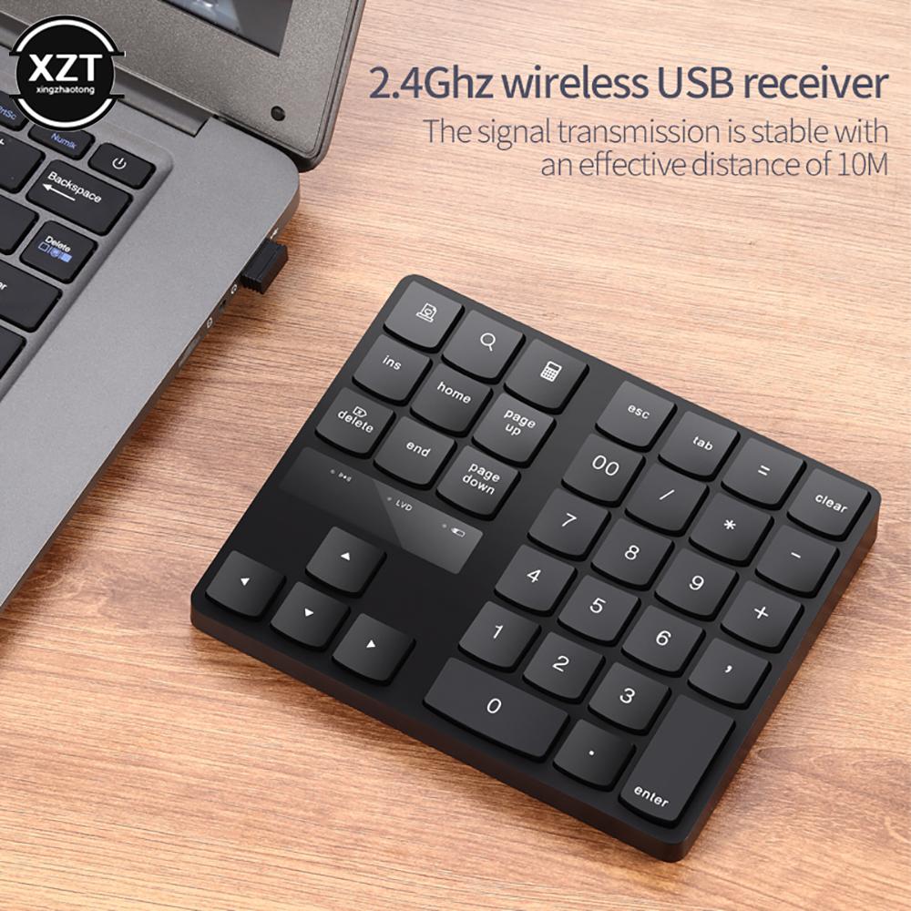 2.4G Không Dây Bàn Phím Số Sạc 35 Phím Nút Đa Phương Tiện Trung Bàn Phím Số USB Thu Cắm Sạc Numpad