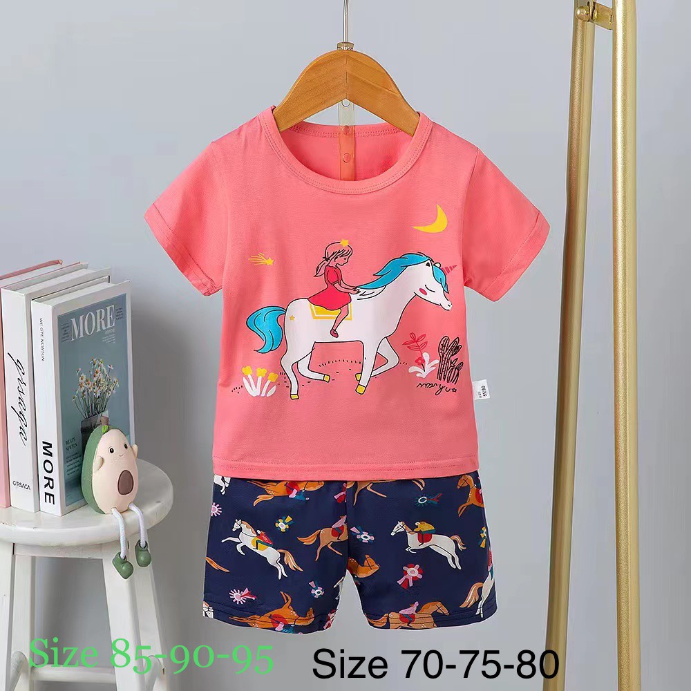 Đồ bộ bé gái- Bộ thun Cotton Quảng Châu xuất Hàn cho bé trai từ 26-36kg