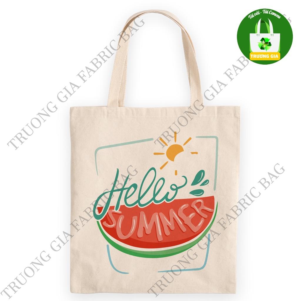 TúI tote canvas Be in hình Summer không khóa kéo 26cmx33cm Trương Gia Túi Vải - Túi Canvas