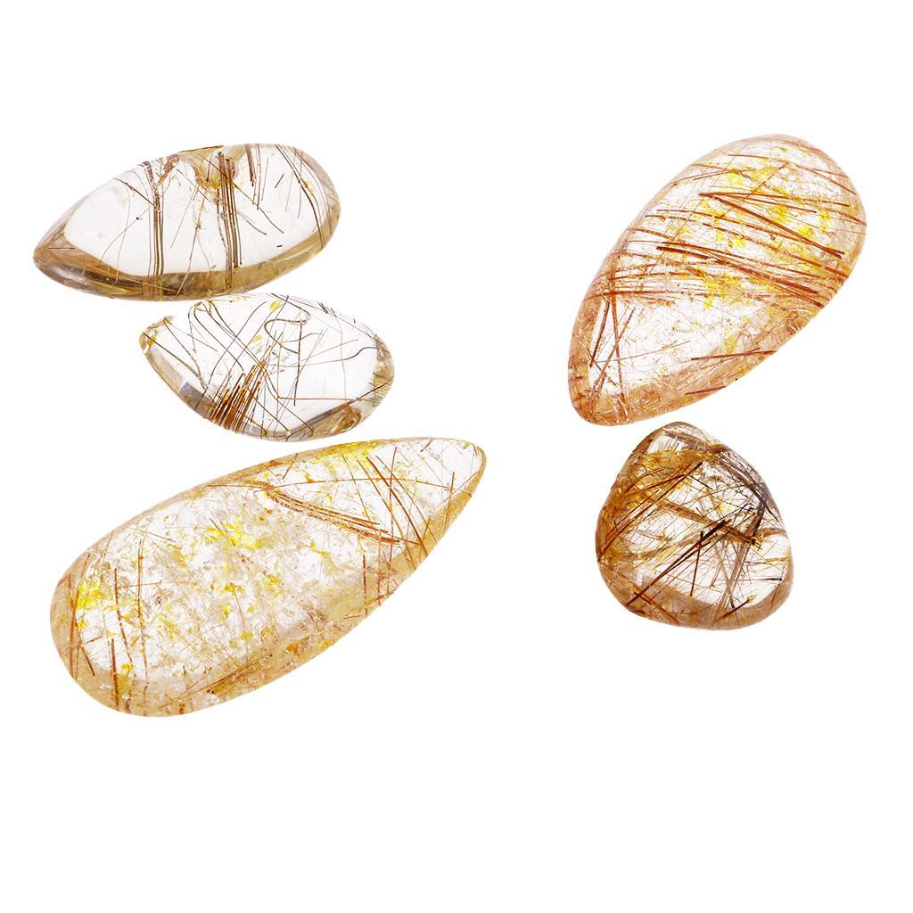 3-6pack Natural Gold Rutilated Quartz Crystal Pendant for DIY Pendant Jewelry