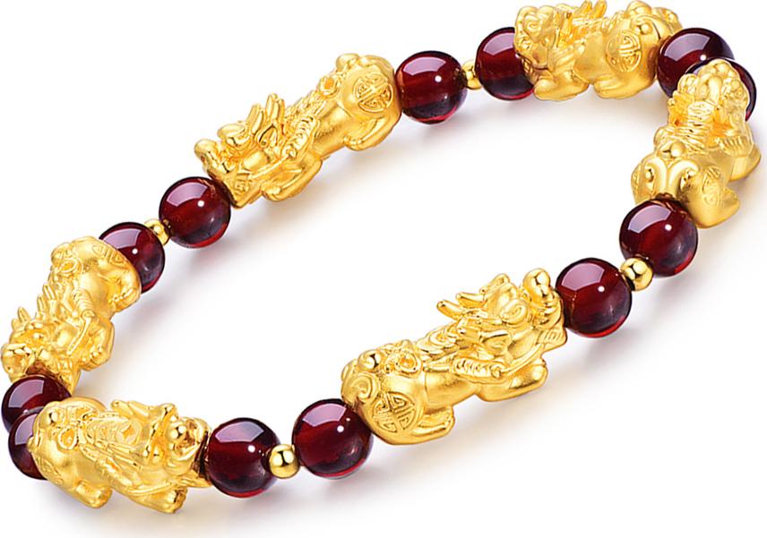 Vòng Tay 6 Tỳ Hưu Đá Hồng Thạch Lựu Garnet Tự Nhiên GemBank