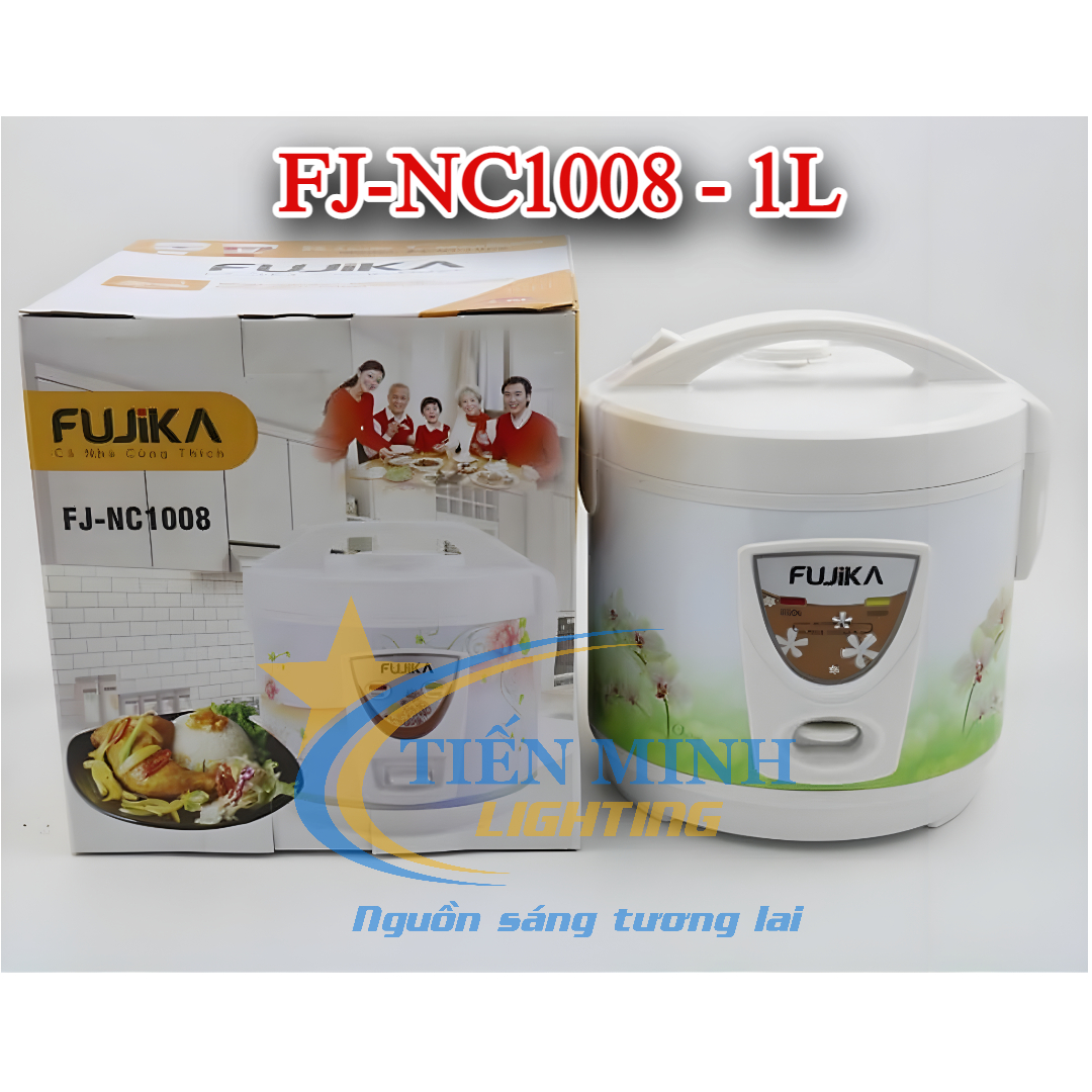 Nồi Cơm Điện 1L Fujika (FJ-NC1008) 400W, chất liệu lòng nồi Hợp kim nhôm, thân nồi Kim loại sơn tĩnh điện, chống dính đa lớp chịu nhiệt