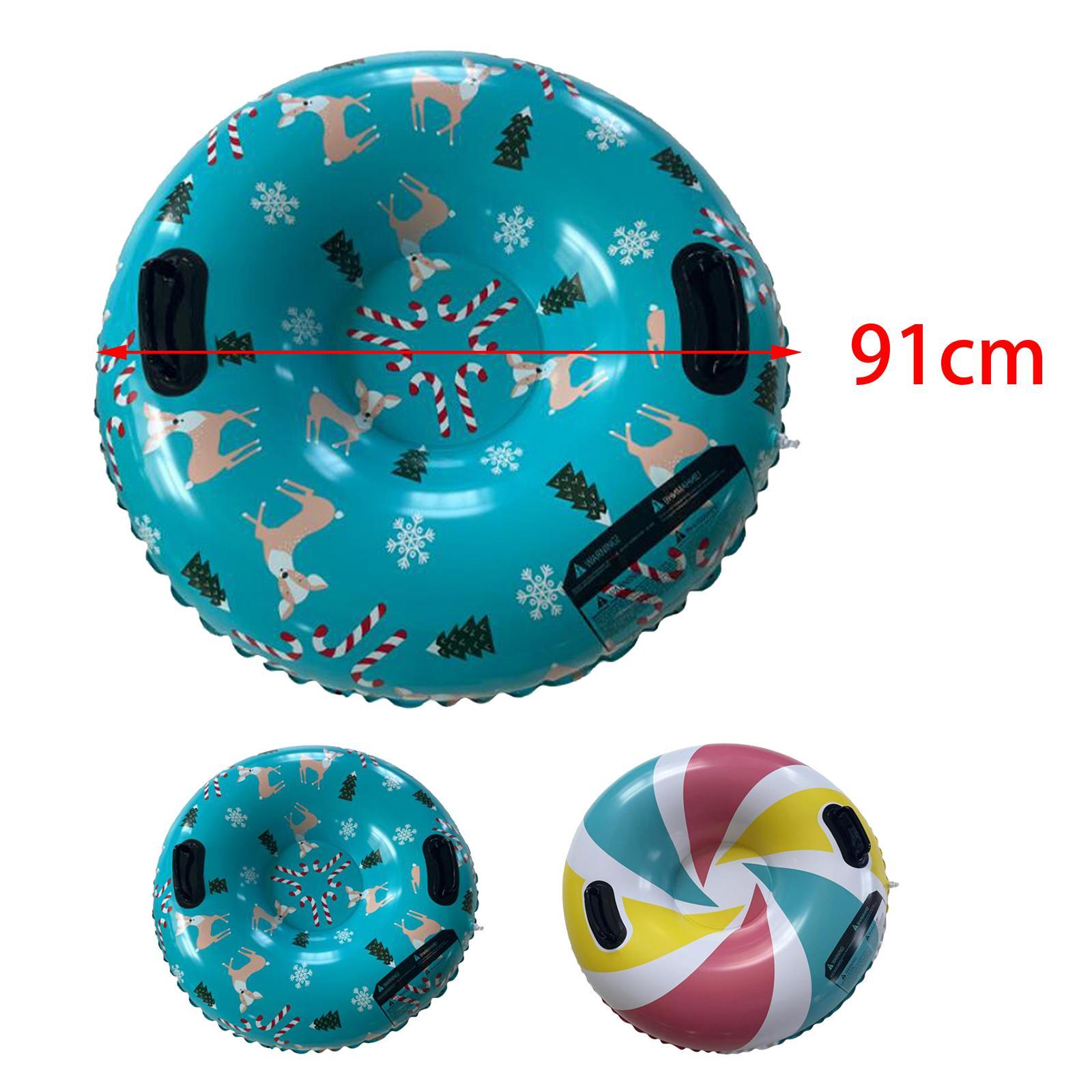 Heavy Duty Winter Snow Tube Easy to Carry Sledge 91cm Snow Toys Sleigh Tube Inflatable Sled for Backyard Children Outdoor Skiing Sports