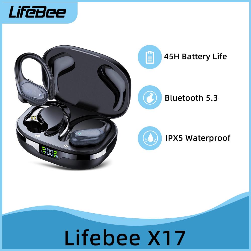 Tai nghe nhét tai không dây LIFEBEE X17 Tích hợp Mic khử tiếng ồn Cuộc gọi rõ ràng Tai nghe chạy bộ thể thao Bluetooth có âm thanh nổi móc tai