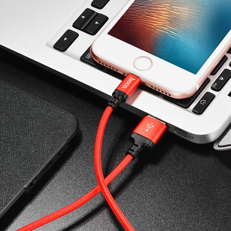 Cáp USB to Lightning dây dù X14 chính hãng Hoco 1,2m (màu ngẫu nhiên)