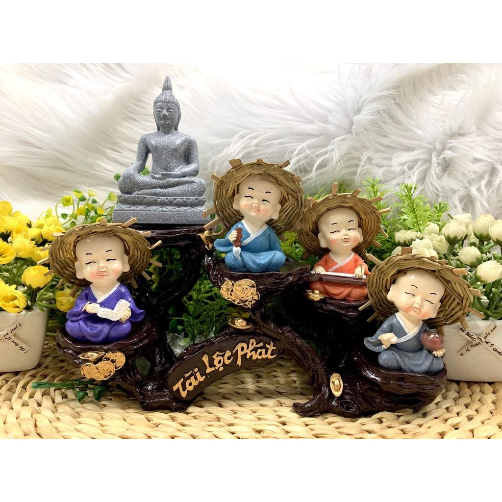 Full Set Phật Thích Ca cùng các chú tiểu Cầm Kỳ tọa đế Tài Lộc Phát