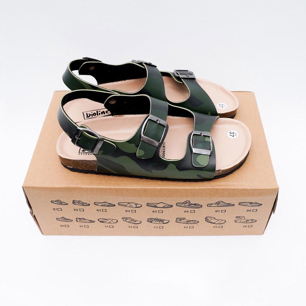 Giày Sandal Đế Trấu Mẫu Camo Rằn Ri Quai Ngang Da PU cao cấp xuất khẩu,Chống nước,dễ lau chùi CM02