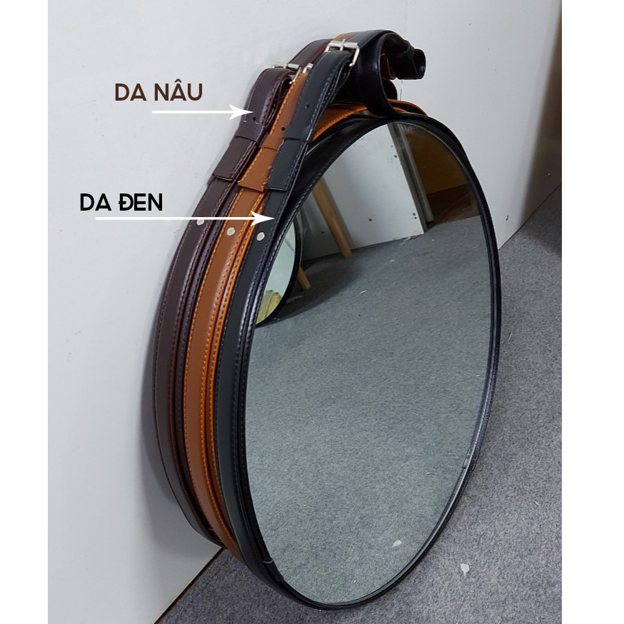 Gương Tròn Treo Tường Dây Da Siêu Đẹp VANDO D40cm