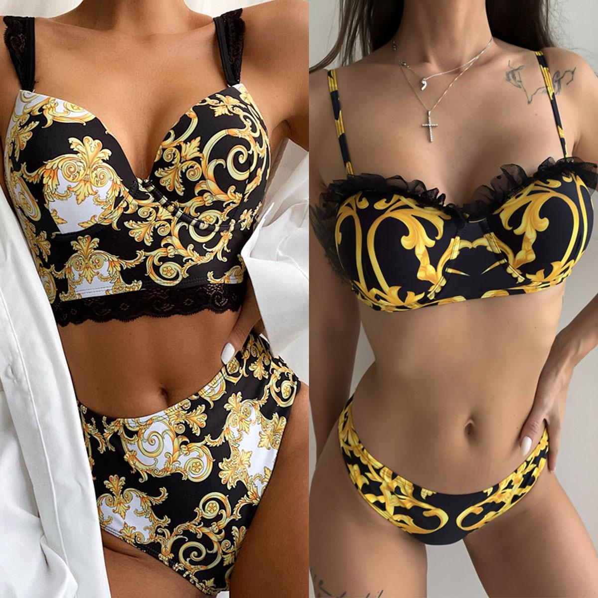 Đẩy Lên Bikini 2021 Bộ Bikini Cao Cấp Đồ Bơi Nữ ĐầM Nữ Bơi Áo Tắm In Hình Biquini Bikini Bộ