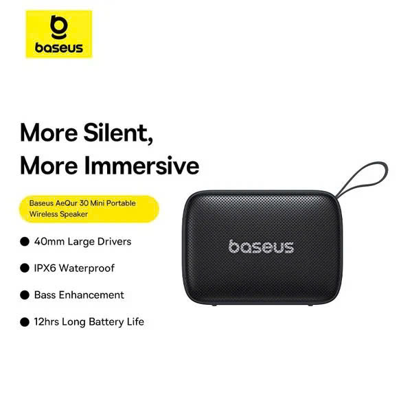 Loa Di Động Không Dây Baseus AeQur 30 Mini (5W, Bluetooth v5.3, 12Hrs, IPX6, Bass Enhancement) hàng chính hãng