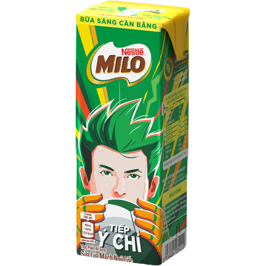 Combo 2 thùng sữa lúa mạch Nestlé MILO bữa sáng (36 hộp x 180ml) [Tặng 1 trái banh Milo]