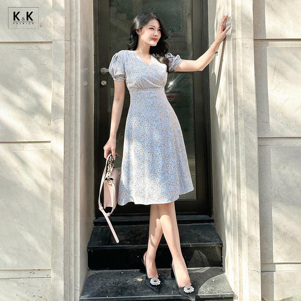 Đầm Hoa Nhí Nhấn Eo Cao K&amp;K Fashion KK115-25 Chất Liệu Lụa Sophia