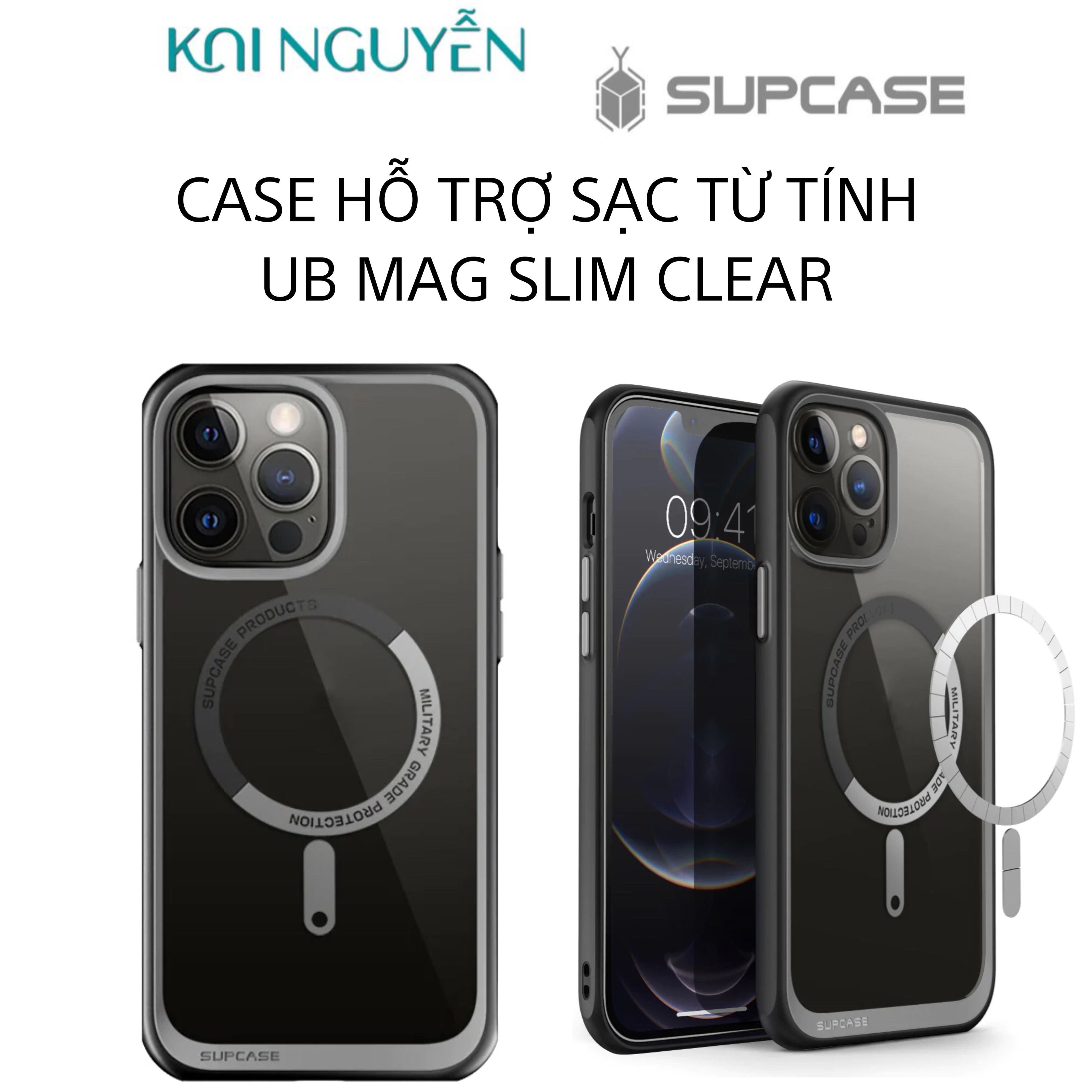 Ốp Lưng SUPCASE Hỗ Trợ Sạc Từ Tính Unicorn Beetle MAG Slim Clear Dành Cho iPhone 13ProMax - Hàng Chính Hãng