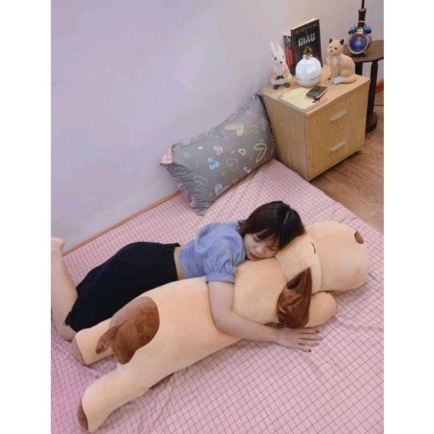 Chó bông nằm dài mũi tim,chó nhồi bông mềm mịn,dồn 100% gòn