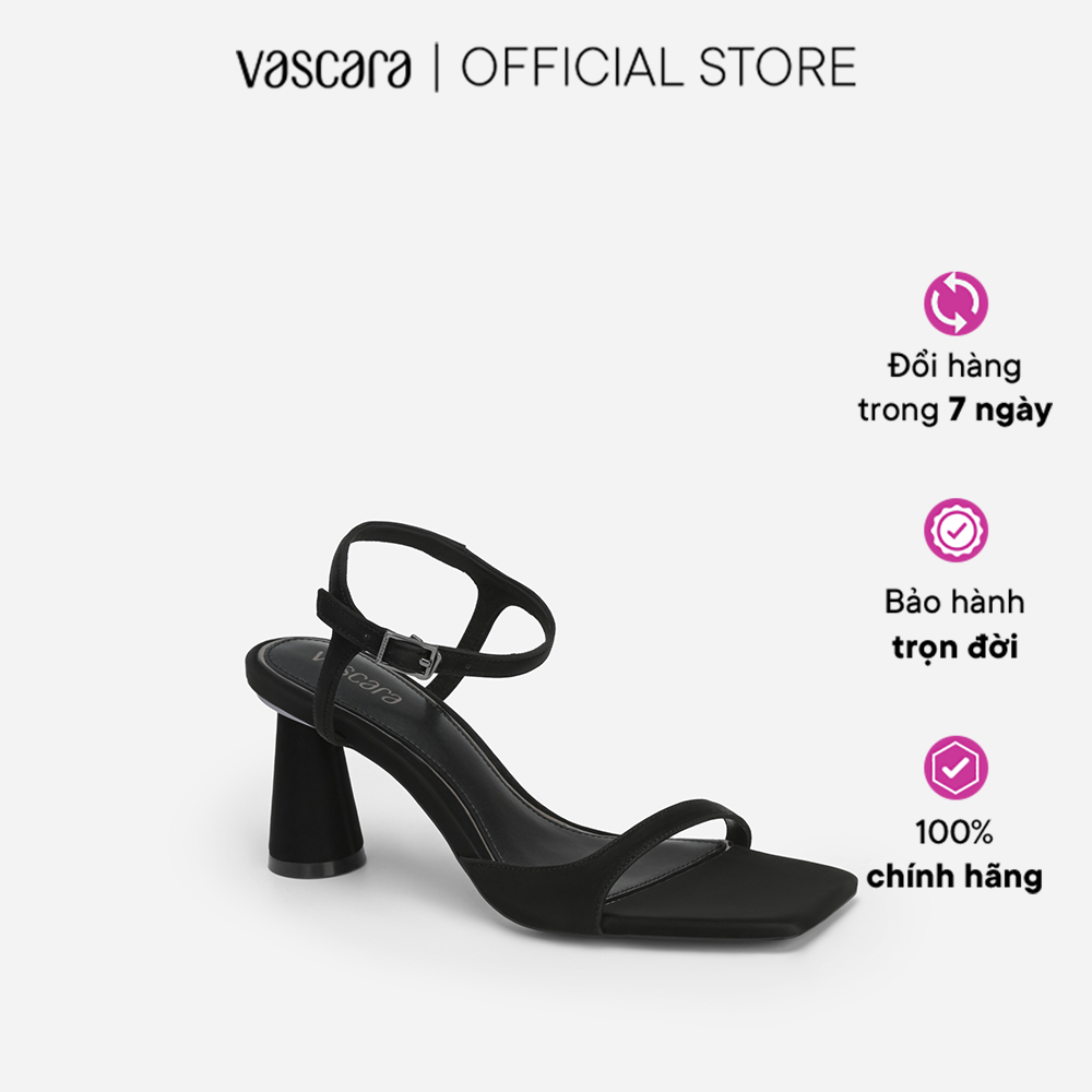 Vascara Giày Sandal Nhung Ankle Strap Gót Trụ - SDN 0736