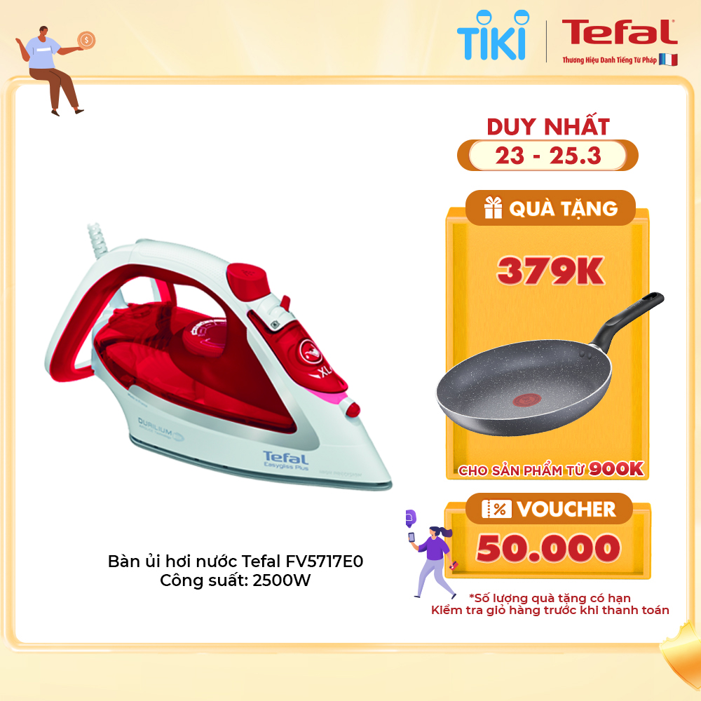 Bàn ủi hơi nước Tefal FV5717E0-2500W, sản xuất tại Pháp - Hàng chính hãng