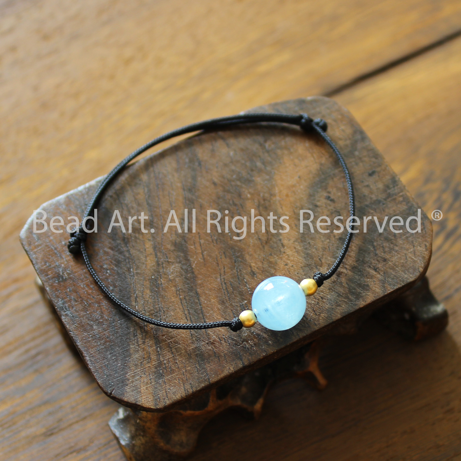 Vòng Tay Đá Aquamarine Hải Lam Ngọc 8MM Xanh Biển Tự Nhiên, Loại AA, Vòng Tay Phong Thuỷ, Chuỗi Hạt, Mệnh Thuỷ, Mộc - Bead Art