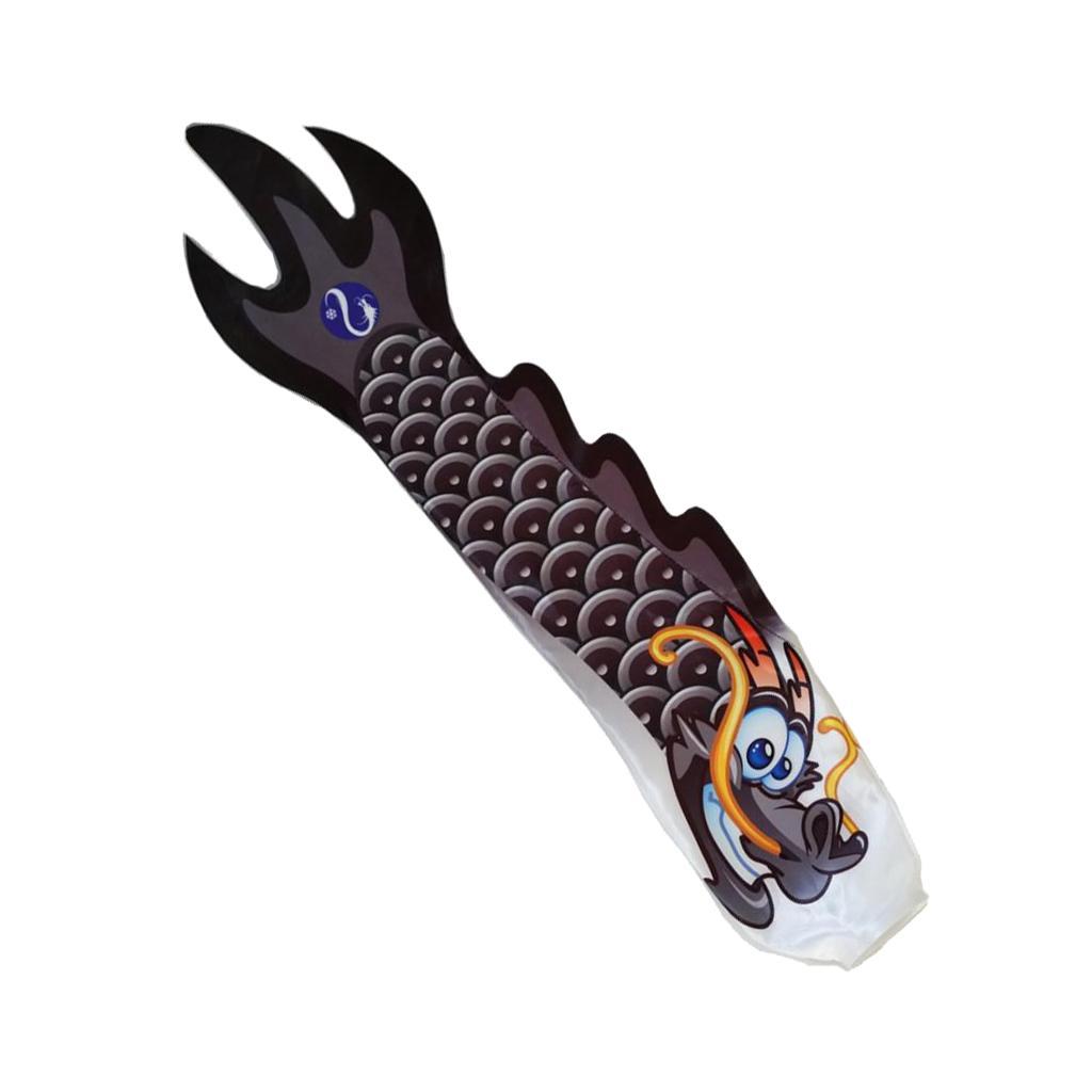 2-4pack Creative Dragon Flag Outdoor Windsock Carp Streamer Hanging Decor Black