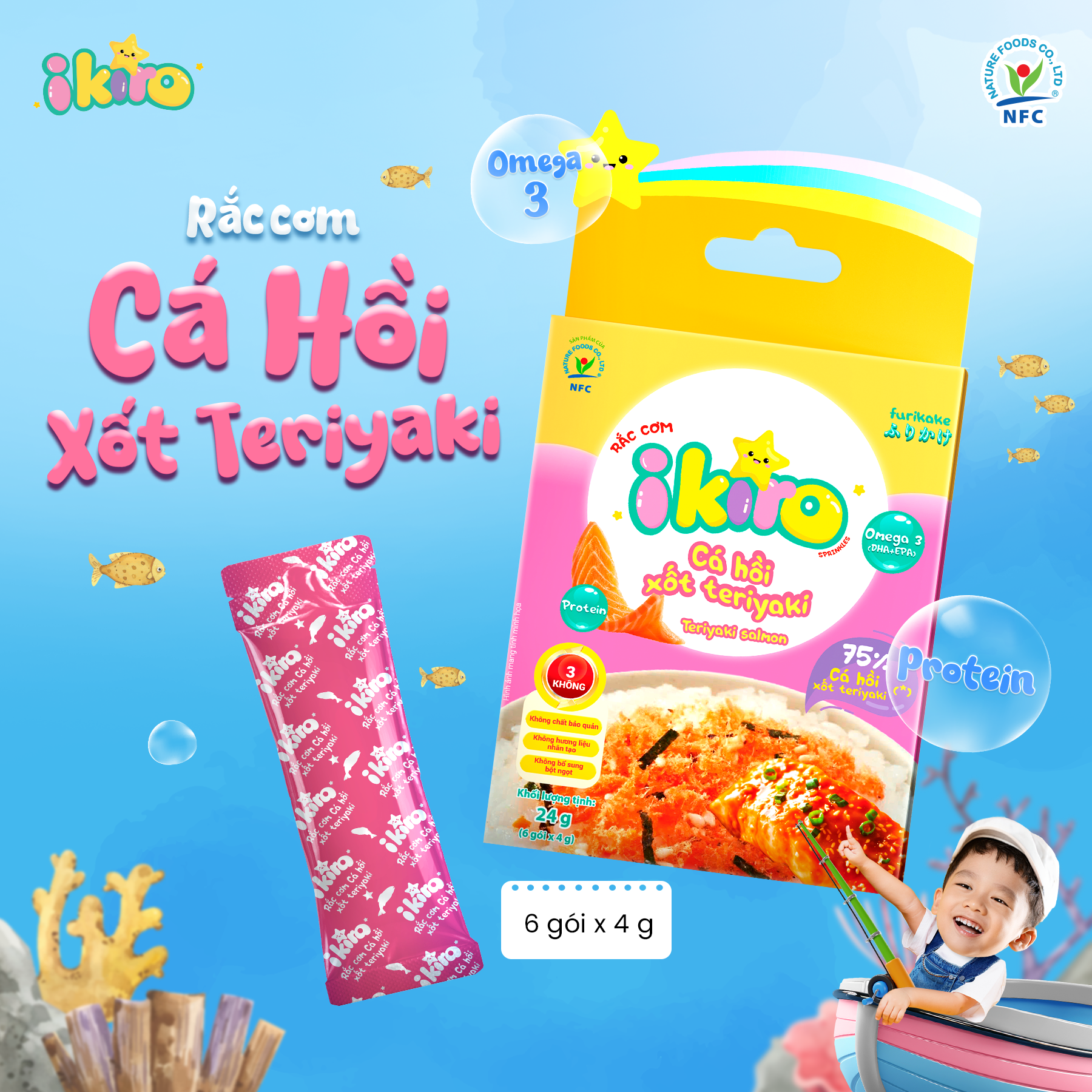 Rắc cơm Cá hồi xốt teriyaki iKiro 24g (6 gói)