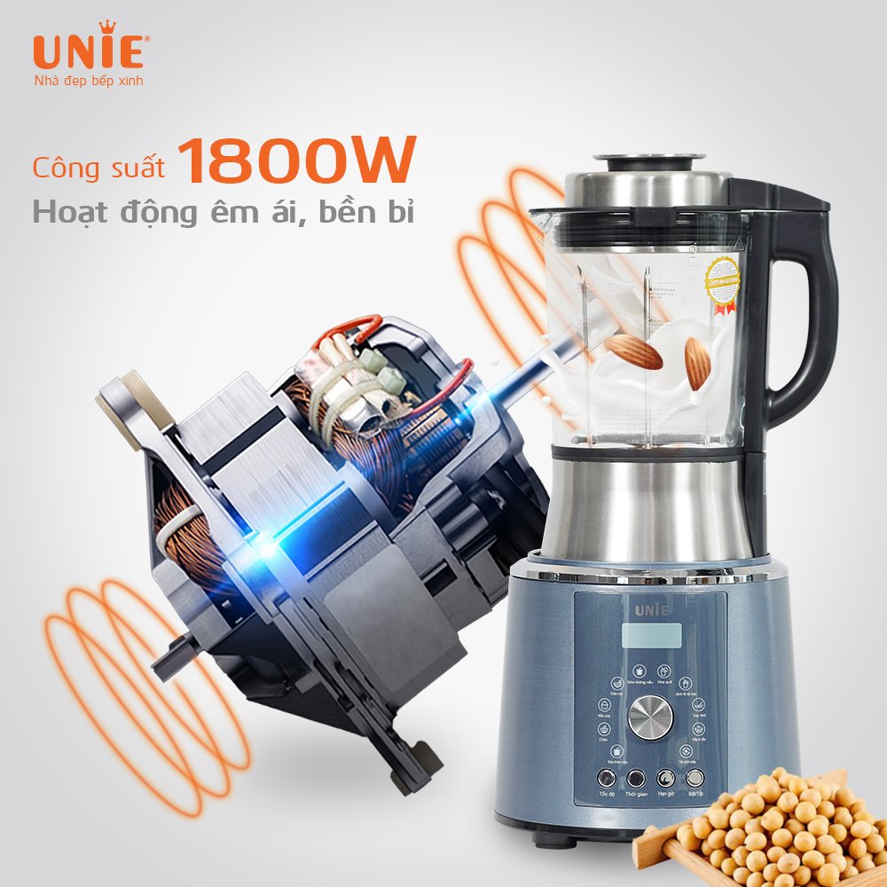 Máy Làm Sữa Hạt Xay Nấu Đa Năng UNIE V1S 9 Chế Độ Nấu Tiêu Chuẩn Đức Công Suất 1800W Dung Tích 1750 ML- Hàng Chính Hãng