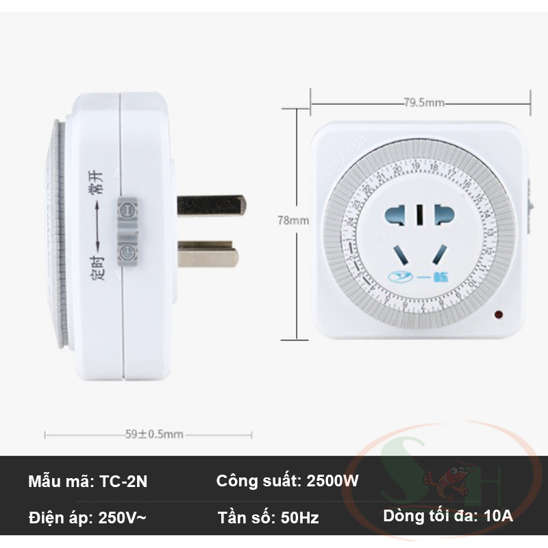 Timer hẹn giờ cơ Yidong TC-2N 10A ổ cắm tự động tắt mở thông minh