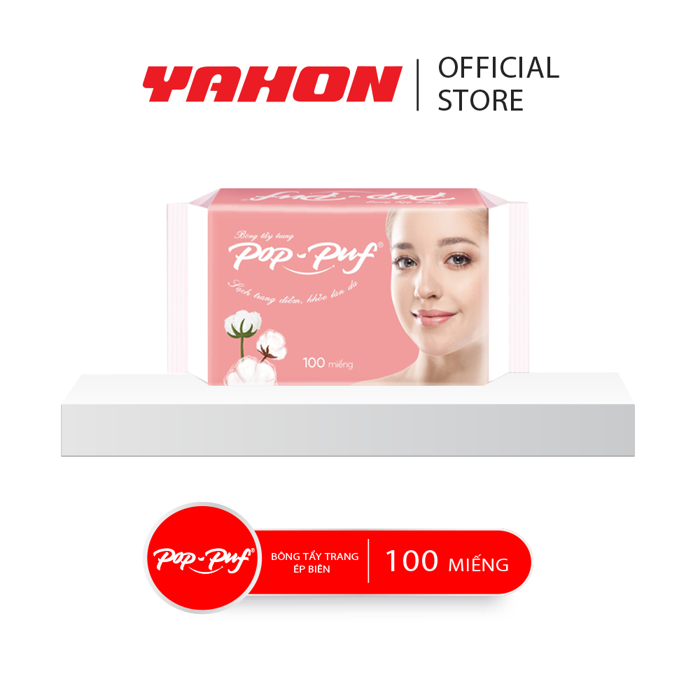 Bao Bông Tẩy Trang Ép Biên POP-PUF, 100 Miếng/Bao