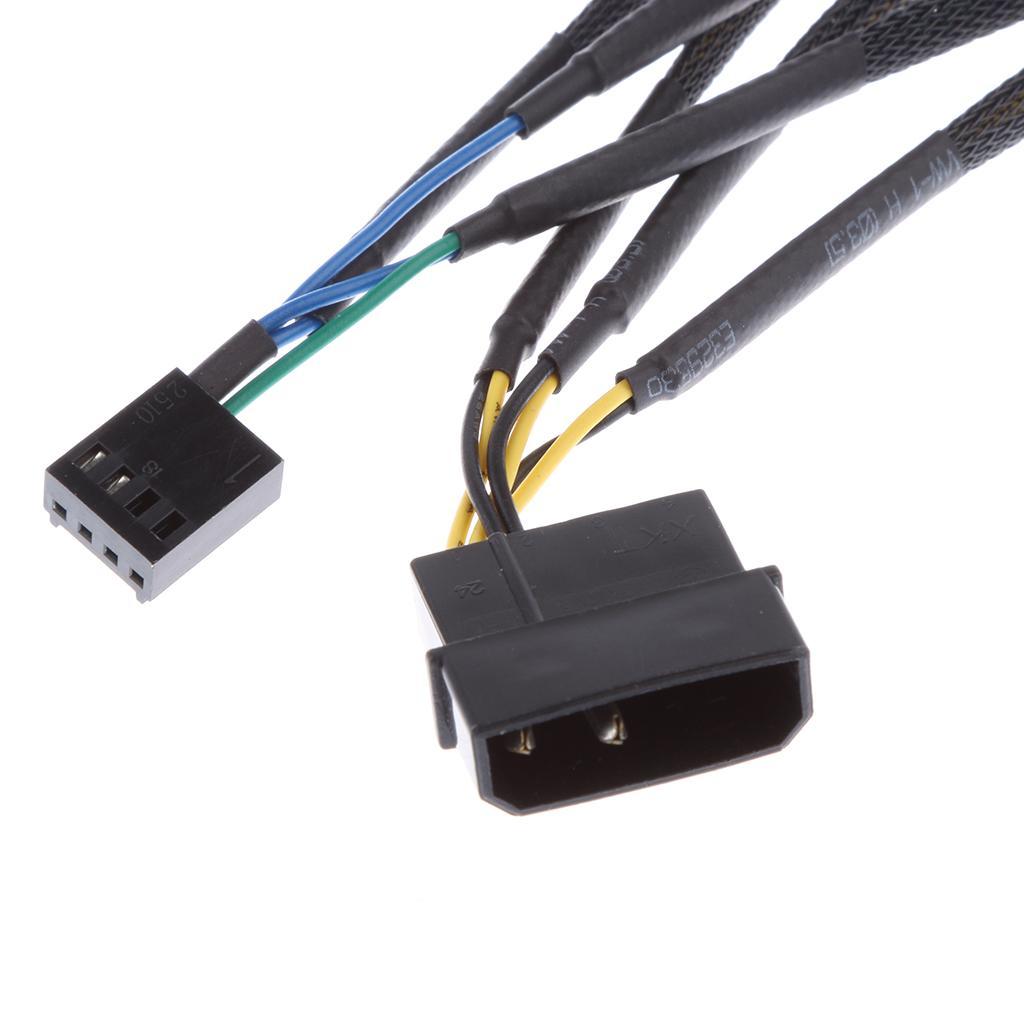 4 Pin Y Fan Power Cable PWM Fan Splitter Lead 1 to 4 Adapter Black Sleeved