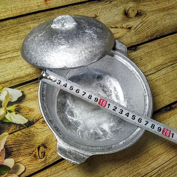 Nồi Gang dầy ĐÚC NGUYÊN KHỐI thủ công SIÊU ĐẸP -Size 17. Dụng cụ nhà bếp nấu CƠM, CANH, KHO