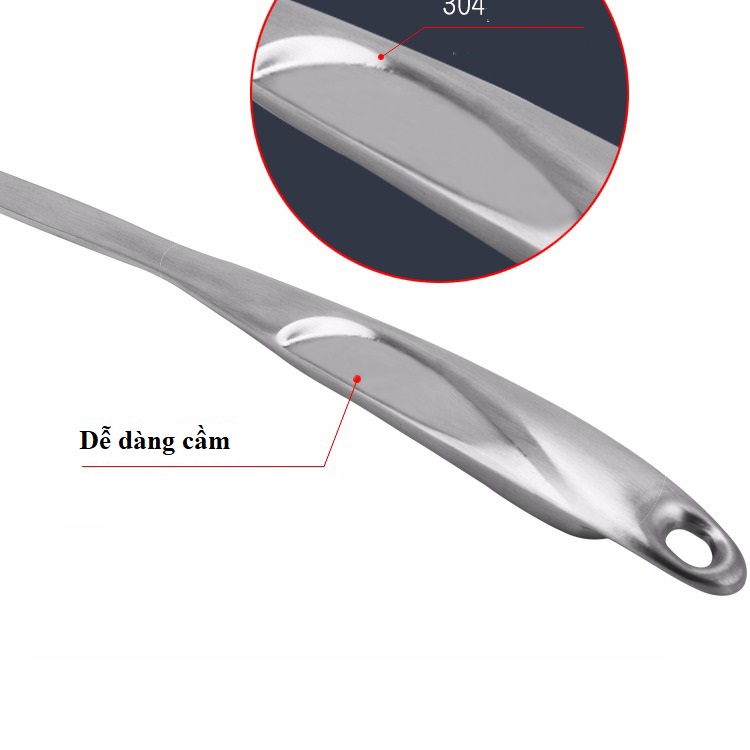 Bộ muôi đặc, muôi thủng , xẻng lật inox 304 cán dài chống gỉ cao cấp