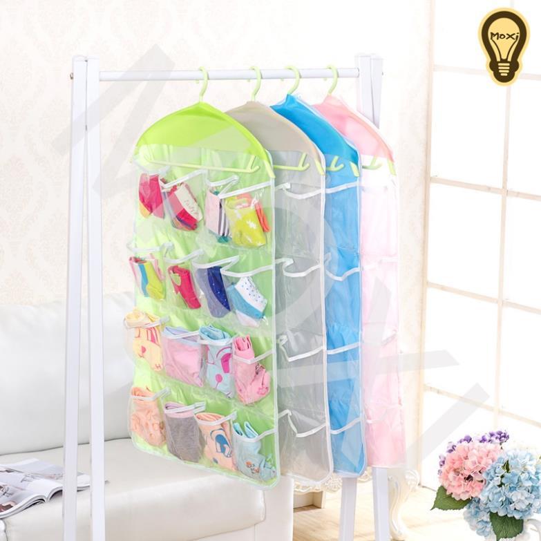 Túi Treo Đồ Thông Minh 16 ngăn - Túi Đựng Tiện Ích Treo Tủi Đựng Đồ Lót, Tất, Phụ Kiện 205899 hồng