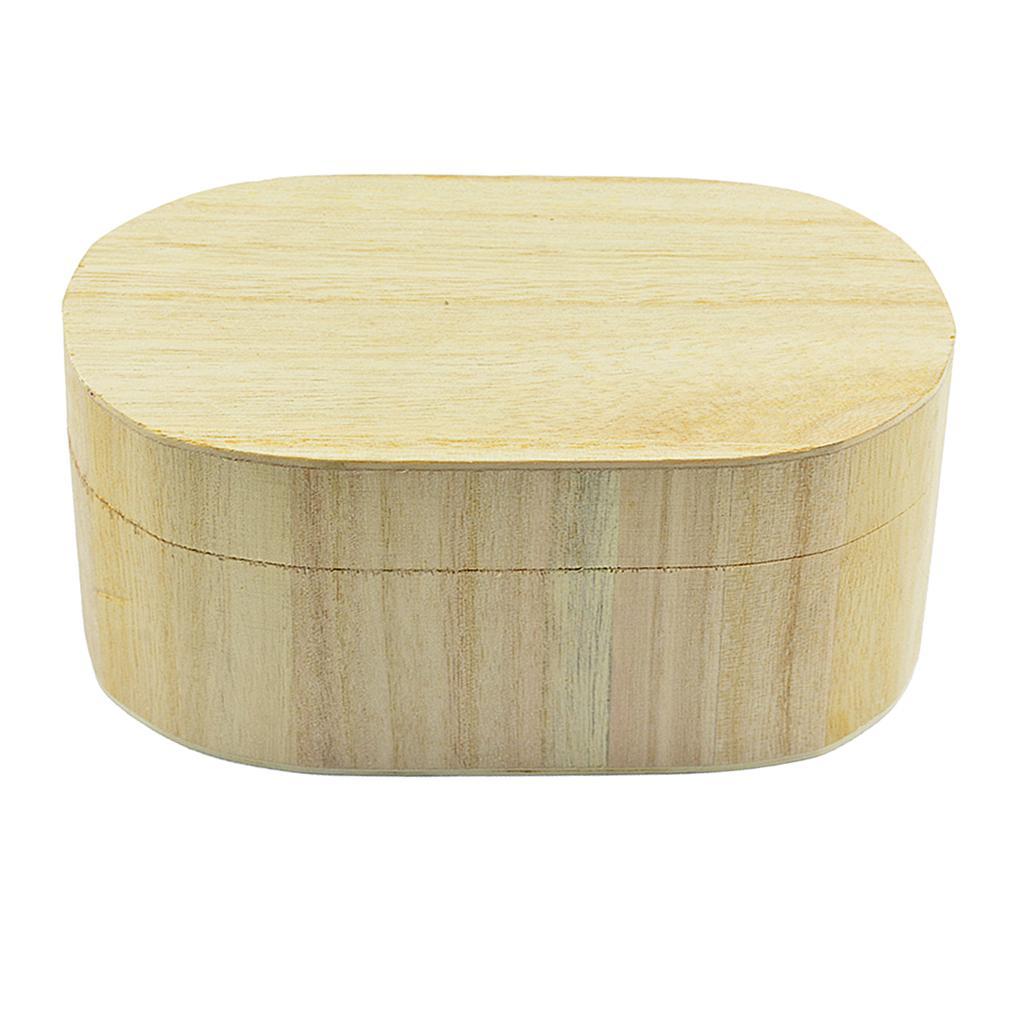 2x Oval Shape Unfinished Wood Wooden Box Jewelry Gift Box Case for DIY Craft