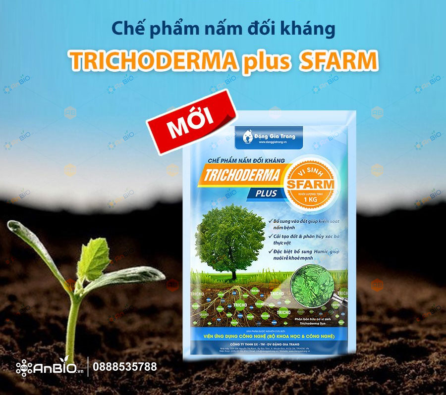 Chế phẩm nấm đối kháng Trichoderma Plus Sfarm | Kiểm soát nấm bệnh - Gói 1Kg