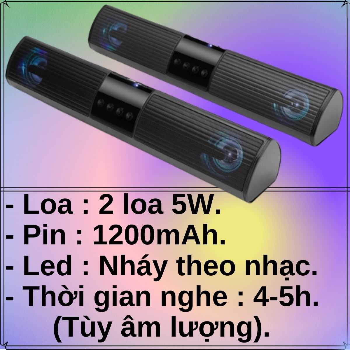 Bst Loa Bluetooth Mini Nghe Nhạc Bass Mạnh Công Suất Lớn Có Đèn Led Nháy Cho Điện Thoại, Máy Tính, Máy Tính Bảng, Giá Rẻ