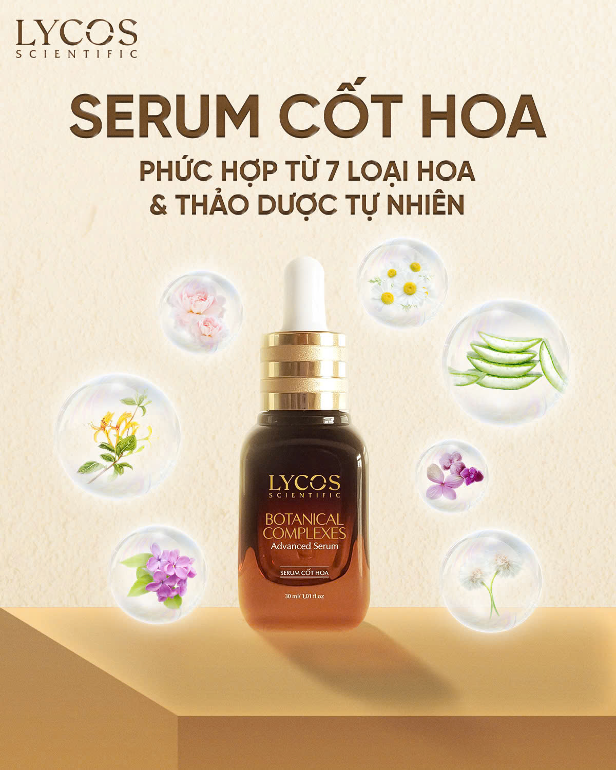Tinh Chất Serum Cốt Hoa Lycos Serum Dưỡng Sáng Da 30 ml : dưỡng ẩm, sáng da, ngừa lão hóa, làm dịu da kích ứng