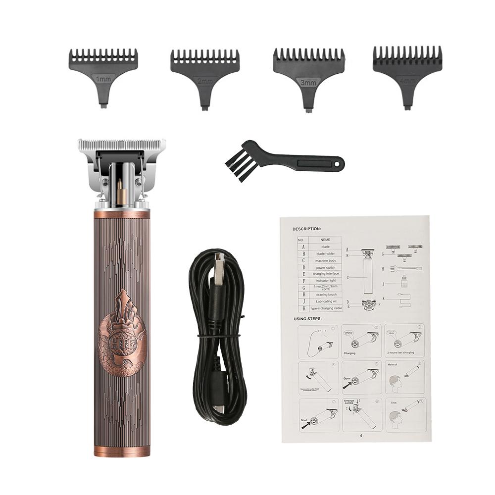 Cordless Zero Gapped Trimmer Hair Clipper Electric Retro Style Clipper Electric Hair Cutter for Men Home Use