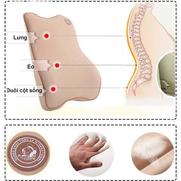 Bộ Tựa Lưng Và Tựa Đầu Ô Tô Cao Su Non Cao Cấp, Chống Mỏi Lưng, Đau Cổ
