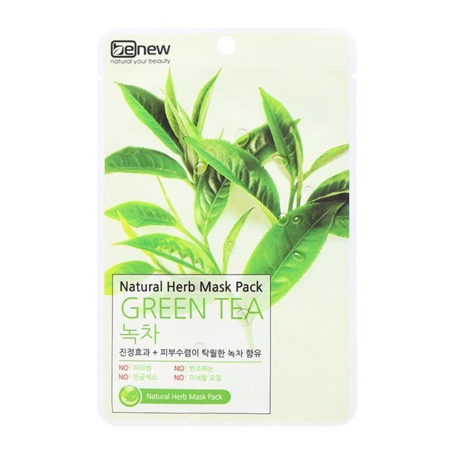  Mặt Nạ Trà Xanh Benew Natural Herb Mask Green Tea COMBO 10 LÁ (Hộp 10 Miếng x 22ml)